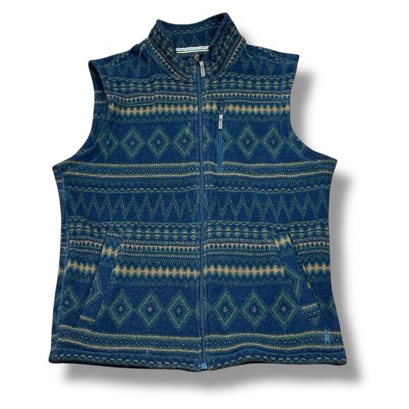 Smartwool Sweater Vest Men's Size M Black Hudson Trail Fleece Zip Aztec SW016518 - Picture 1 of 6